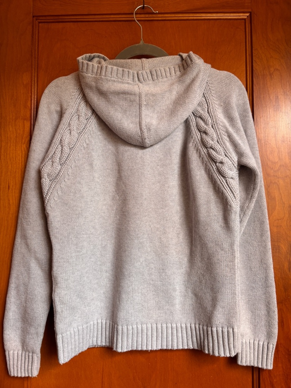 Vineyard Vines Women's M Light Gray Cable Knit Toggle Pullover Hoodie Cashmere - Picture 2 of 7